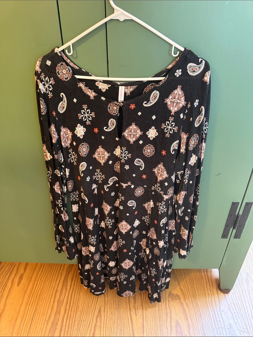 Xhilaration Black Dress with Paisley & Rust Floral Accents